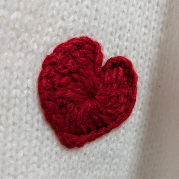 NWT Lulu's White Cardigan with Red Heart Accents - Size L/XL ❤️❤️ - Picture 8 of 11